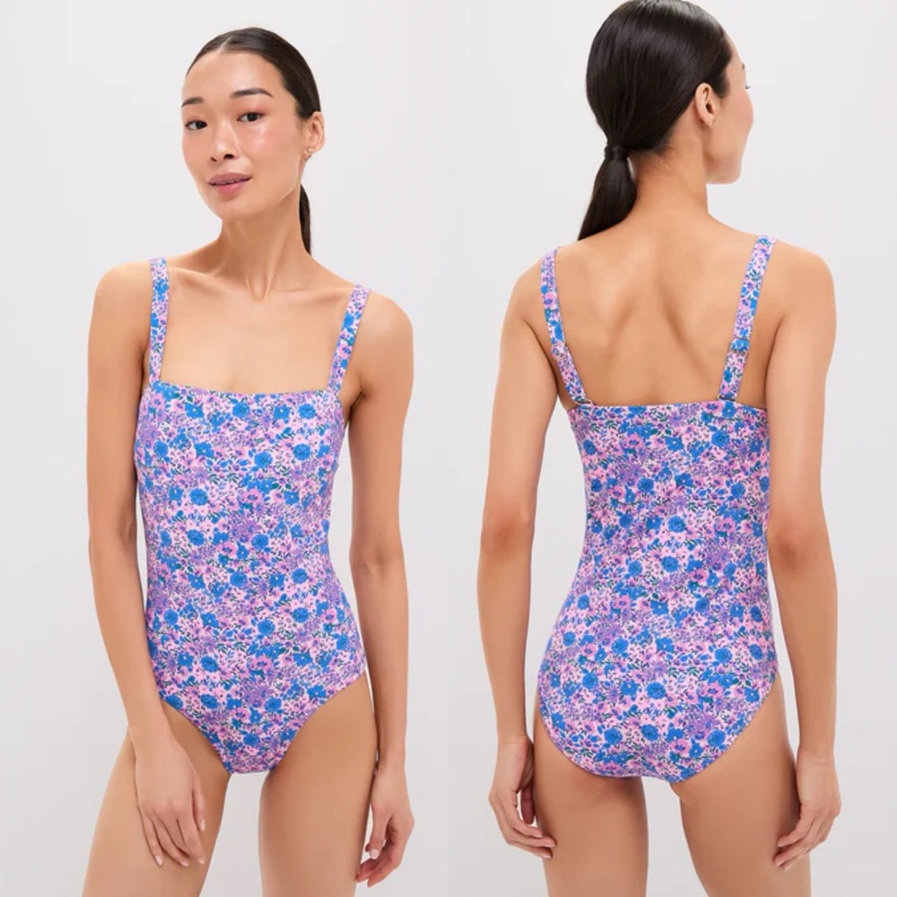 NWT Tuckernuck Vineyard Vines Helen Floral Square Neck One Piece S